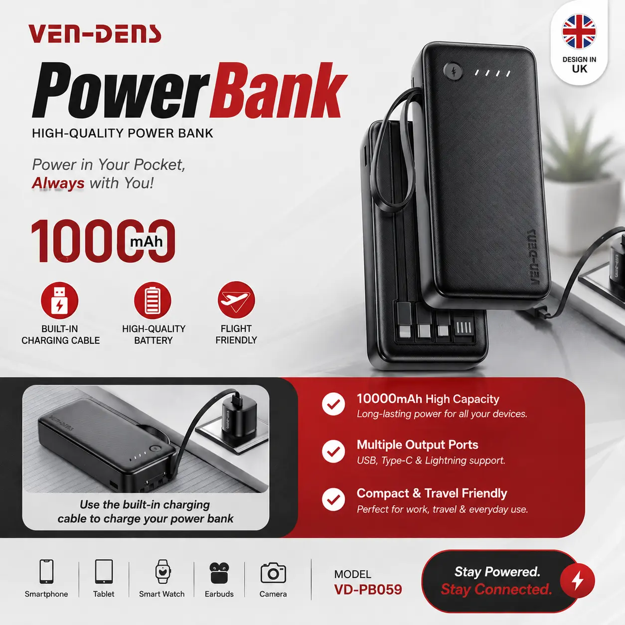 VEN-DENS VD-PB058 10000mAh Power Bank
